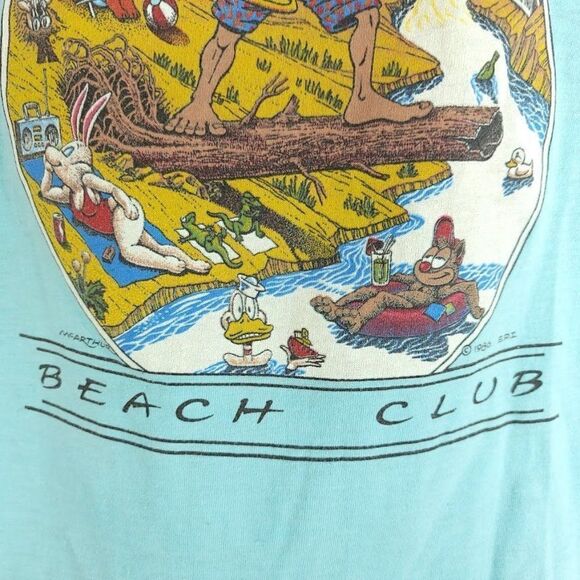 Cheyenne Beach Club T Shirt Vintage 80s Surfing Nature Tee Made In USA Mens - Picture 3 of 10
